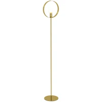 HOMCOM Stehlampe Wohnzimmer bis 40W Design Art-Deco-Ring aus goldenem Metall 28 x 25 x 160 cm Gold(m-6)
