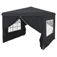 Outsunny Gazebo 3x3 à Hauteur Réglable avec Trous de Drainage et Sac de Transport, en Métal, Gris(m-1)