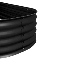 Outsunny Fioriera Rialzata Quadrata da Giardino in Acciaio Modulabile per Verdure, Piante, Fiori, 240 x 62 x 30cm, Nero(m-3)