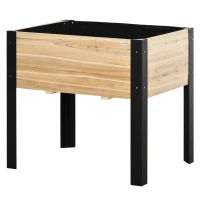 Outsunny Letto per Orto Rialzato, Fioriera Rialzata, Foro di Drenaggio Incluso, in Metallo e Legno di Abete, Nero(m-1)