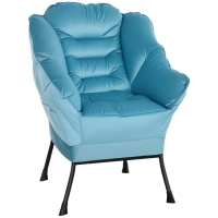 HOMCOM Sillón Acento Moderno Sillón Acolchado con Patas de Acero y Bolsillos Laterales para Salón Dormitorio Azul