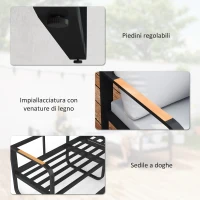 Outsunny Set da Esterno 3 Pezzi con Divano 3 Posti Convertibile, Divano 2 Posti e Tavolino da Esterno, Grigio e Nero(m-8)