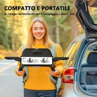 Outsunny Barbecue a Gas Portatile con 2 Bruciatori e Coperchio con Termometro, Nero(m-4)