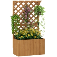 Outsunny Potager surélevé avec treillage, jardinière en bois, 64 x 33 x 122cm Bois Naturel
