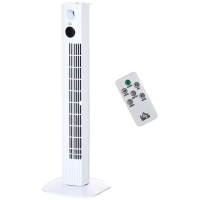 HOMCOM Turmventilator 45W mit 3 Modi und 3 Geschwindigkeiten mit 12-Stunden-Timer und Diffusor, 31,5x31,5x96 cm, Weiß
