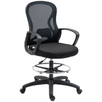 Vinsetto Silla de Oficina con Asiento Alto y Reposapiés Ajustable en Malla Altura Regulable Giratoria Negro(m-7)
