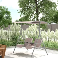 Outsunny Balancín de Jardín , columpio de jardín, columpio de 2 plazas con toldo, 175x112x165 cm, Beige(m-5)
