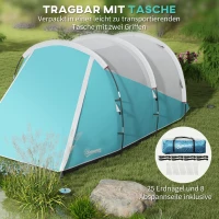 Outsunny Tenda da Campeggio per 4-5 Persone, con Zone Giorno e Notte Separate, 460L x 260P x 190H cm, Blu(m-3)