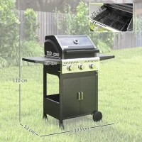 Outsunny 7.5kW Three-Burner Gas BBQ Grill, with See-Through Lid - Black(m-3)