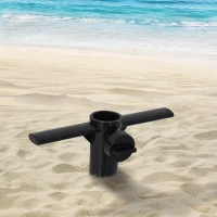Outsunny Strand-Sonnenschirmständer - Bodenanker zum Eindrehen - Sonnenschirmbefestigung - Sonnenschirmhalter mit Schraubenspanner - ABS Schwarz(m-2)