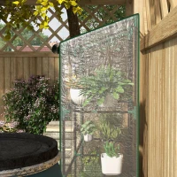 Outsunny Mini Serra da Giardino a 3 Livelli con Telo in Plastica, 2 Porte Avvolgibili, 6 Ripiani, 143L x 46l x 141/151H cm, Trasparente(m-4)