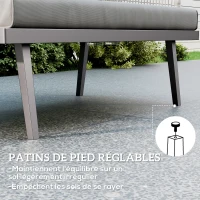 Outsunny Sofá de jardín 2 plazas con cojines en ratán sintético estructura de acero 110x70x72 cm Gris Oscuro(m-4)