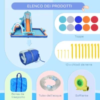 Outsunny Château Gonflable pour Enfants 3-8 Ans avec Gonfleur, Toboggan, Piscine et Mur d'Escalade(m-3)