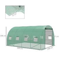 Outsunny Invernadero de Jardín Tunnel 12 m² 4x3x2 m Acero reforzado + PE Alta densidad 140 g/m² 8 ventanas Puerta enrollable Verde(m-3)