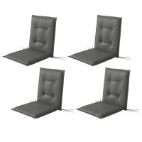 Outsunny Ensemble de 4 coussins de chaise 108 x 50 x 5 cm Sitzkissen avec sangles, coussin d'assise intérieur extérieur Gris clair(m-1)