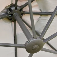 Outsunny Parasol de jardín exterior sombrilla doble rectangular 4,6x2,7x2,4 m con manivela de apertura y cierre, bolsas de peso(m-4)