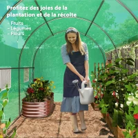 Outsunny Serra a Tunnel da Giardino 6 m² 3 x 2 m con 1 Porta e 2 Pareti Laterali Zippate Arrotolabili, 6 Finestre, Verde(m-3)