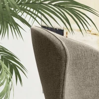 HOMCOM Conjunto de 2 sillas de comedor asiento acolchado en tela de aspecto lino patas de acero estable diseño moderno Marrón claro(m-5)