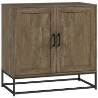 HOMCOM Aparador Mueble de Almacenamiento 2 puertas con estante interior ajustable en altura 80x40x78 cm Madera Natural(m-1)