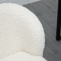 HOMCOM Sedia da Ufficio Senza Braccioli, Regolabile in Altezza, Girevole a 360°, Peso Massimo 120 Kg, in Tessuto Effetto Lana, Bianco(m-3)