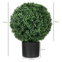 HOMCOM Plante Artificielle Buis en Boule, 52x40 cm, Vert(m-3)
