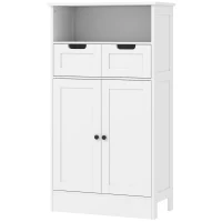 kleankin Mobiletto da Bagno con 2 Cassetti, Porta, 60 x 30 x 109 cm, Bianco(m-5)