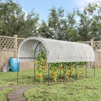Outsunny Serra da Giardino, Serra per Pomodori con 5 Archi in Acciaio, Copertura in PE, 4 x 1.20 x 1.70 m, Bianco(m-2)