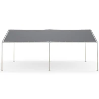 Outsunny Pensilina per Auto 6 x 3 m, Struttura in Acciaio Zincato Robusto, Tetto in PE ad Alta Densità, Grigio(m-5)