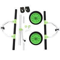 SPORTNOW Carro de transporte para kayak paddle surf canoa con ancho ajustable, ruedas grandes, marco de aluminio Negro Verde(m-4)
