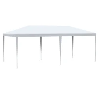 Outsunny Faltbarer Gartenpavillon für Feste und Veranstaltungen mit abnehmbaren Paneelen, 5,83x2,95 m, Weiß(m-4)