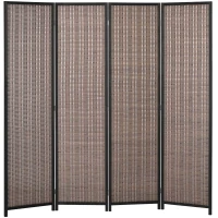 HOMCOM Paravento in Legno, Separatore di Ambienti Pieghevole da 4 Pannelli, 180 x 180 cm, Marrone(m-1)