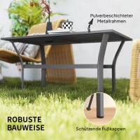 Outsunny Balkontafel Metaal met Lamellenontwerp Weerbestendig, Koffietafel, Tuintafel 91,5 x 55 x 45 cm Donkergrijs(m-5)