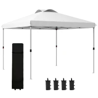 Outsunny Tonnelle Pavillon Gartenpavillon Popup-Faltzelt 3 x 3 m mit Transporttasche mit Rollen, verstellbare Höhen(m-6)
