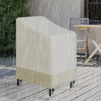 Outsunny Schutzhülle für stapelbare Gartenstühle wasserdichte Abdeckung 90L x 70B x 115H cm Oxford Hochdichtes 600D Beige Kaffee(m-5)