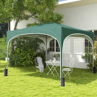 Outsunny Gartenpavillon mit verstellbarer Höhe, mit Ablauföffnungen und Transporttasche, aus Metall, Grün(m-2)