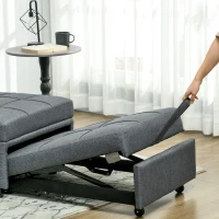 HOMCOM Sillón convertible 1 plaza sofá cama con respaldo ajustable asiento acolchado y cojín Gris(m-4)