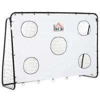 HOMCOM Fußballtor für Kinder und Erwachsene mit PE-Netz, aus Metall und Oxford, Weiß und Schwarz, 240x88x171,5cm(m-5)