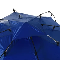 Outsunny Strandzelt Pop-up für 4 Personen, Strandsonnenschirmzelt aus Polyester mit Seilen und Heringen, 247x247x145cm, Blau(m-4)