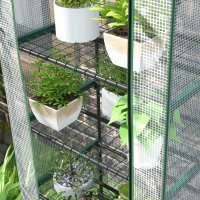 Outsunny Serra da Giardino o Balcone con 5 Ripiani, Struttura in Acciaio, Copertura Rimovibile in PE, 0.69 x 0.49 x 1.93 m, Bianco(m-4)