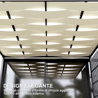 Outsunny Pergola per Esterno 3x3 m con Copertura Ondulata e Pannelli Laterali, in Metallo e Poliestere Nero(m-5)