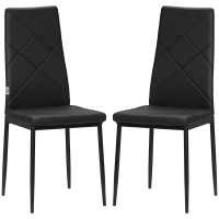 HOMCOM Set von 2 modernen Esszimmerstühlen mit hoher Rückenlehne in Kunstleder und Stahl, 41x50x97 cm, Schwarz