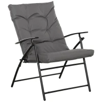 Outsunny Silla de camping silla de pesca plegable y portátil, respaldo alto, cojín acolchado y desmontable 65x65x94 cm, Gris(m-1)