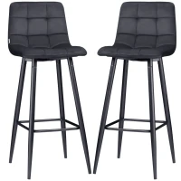 HOMCOM Set di Sgabelli da Bar, Design Scandinavo, Rivestimento in Velluto, Struttura in Metallo, Piedini Antiscivolo, Nero(m-5)