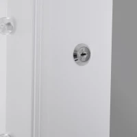 HOMCOM Schmuckschrank Schmuckkoffer Verstellbarer Spiegel 20 LED-Lichter, Holz, Weiß, 40x37x146 cm(m-4)