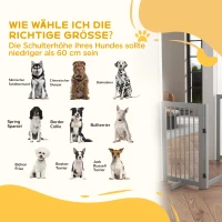 PawHut Barrière de Sécurité pour Chiens, Autoportante, Pliable, Porte & Pieds, Cadre en Bois, 220x36x91cm, Gris clair(m-4)