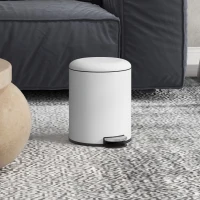 HOMCOM 5L Mülleimer mit Soft-Close-Deckel, aus Metall und PP, 26,5x21x28 cm, Cremeweiß(m-3)