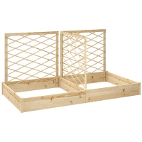 Outsunny Jardinera con 3 enrejados modulable, maceta de flores de madera para balcón terraza patio, 222x114x109 cm, Madera Natural(m-7)