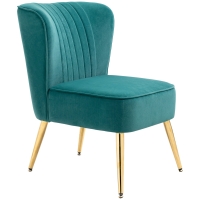 HOMCOM Fauteuil moderne de style scandinave rembourré et revêtu de tissu velouté, 56x65.5x82.5cm - Vert