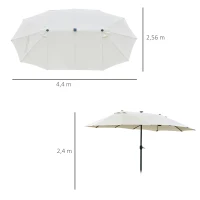 Outsunny Sombrilla Oval Blanco Crema 440x256 cm(m-3)