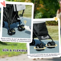 PawHut Carrito plegable para perros 4 ruedas con estructura paraguas, ligero, plegable, bolsillo de almacenamiento, carga 4 kg(m-4)
